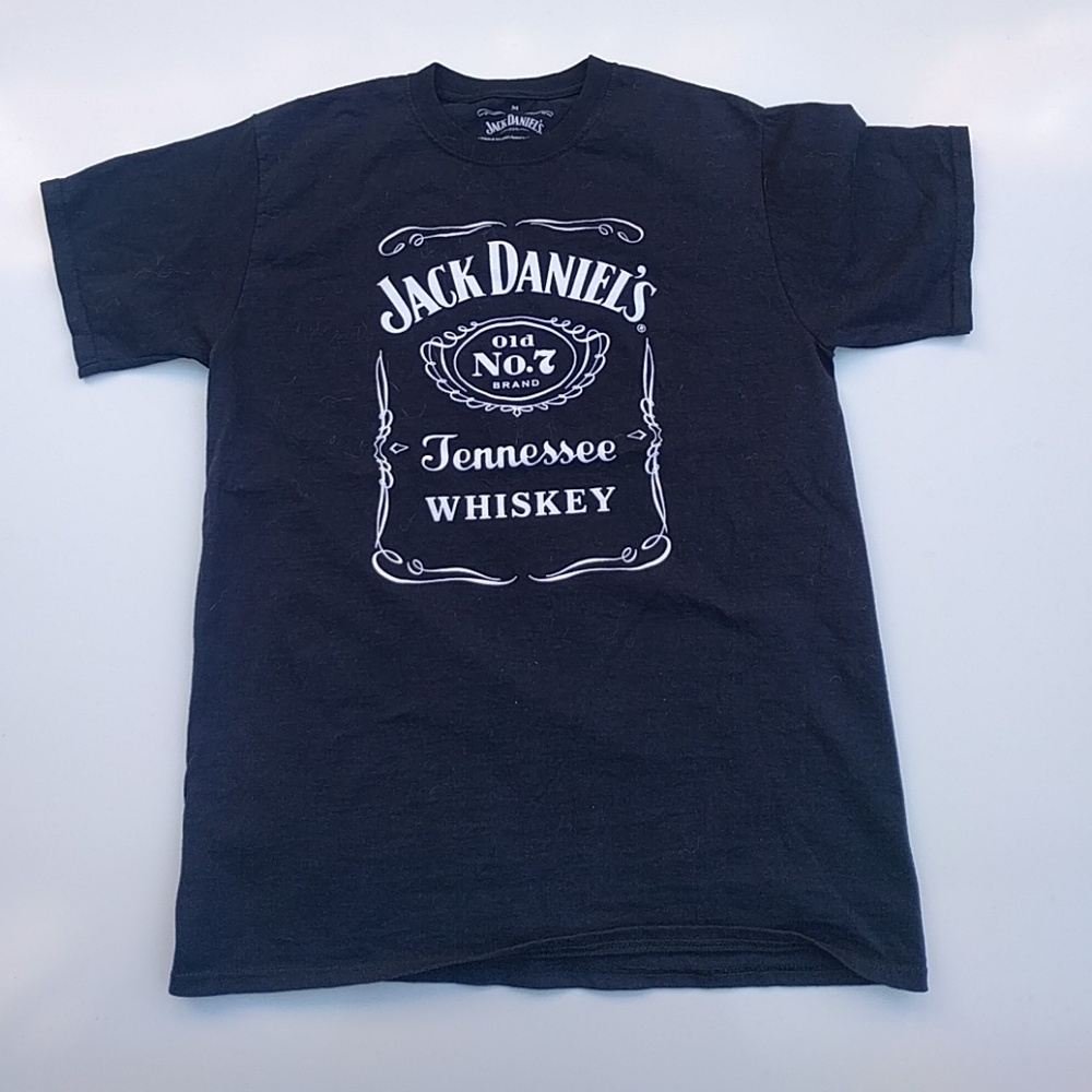 Mens black T-shirt with Jack Daniels logo